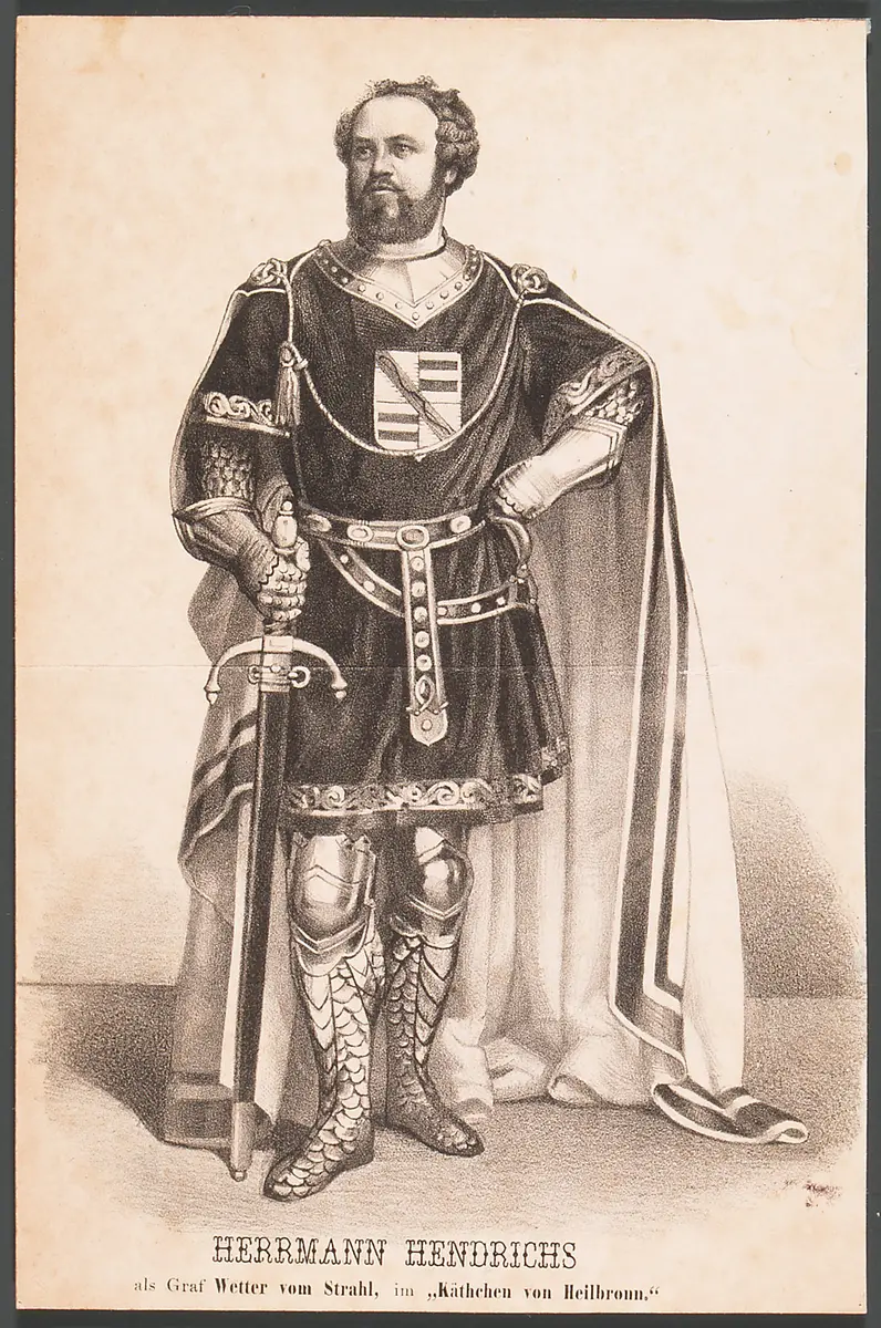 Hermann Hendrichs, Titel in Vorlageform: Herrmann Hendrichs als Graf Wetter vom Strahl, im 