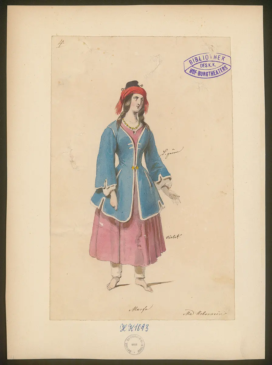 Falconiere, Titel der Serie: Figurinen des k.k. Hof-Burgtheaters