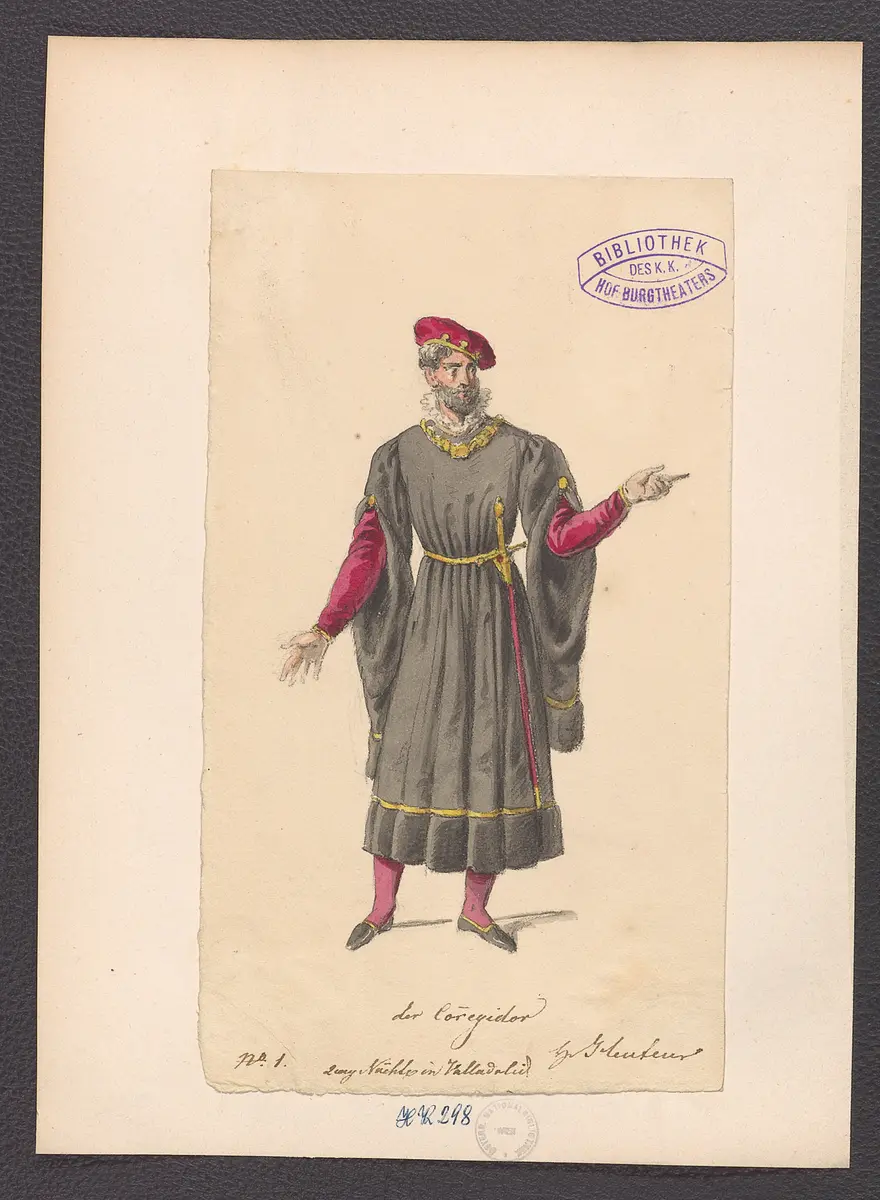 Zwei Nächte zu Valladolid, Titel der Serie: Figurinen des k.k. Hof-Burgtheaters