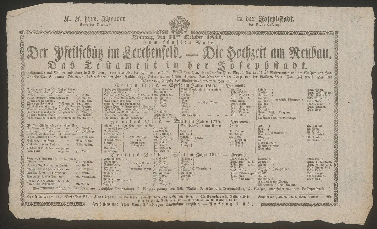 Der Pfeilschütz im Lerchenfeld oder Die Hochzeit am Neubau oder Das Testament in der Josephstadt