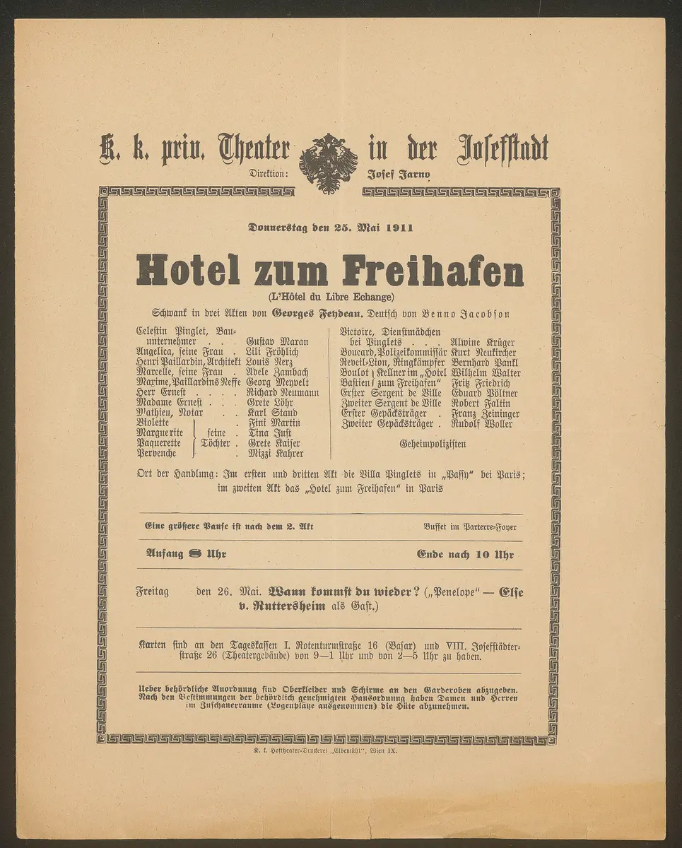 Hotel zum Freihafen, L'Hotel du Libre Echange (Originaltitel)