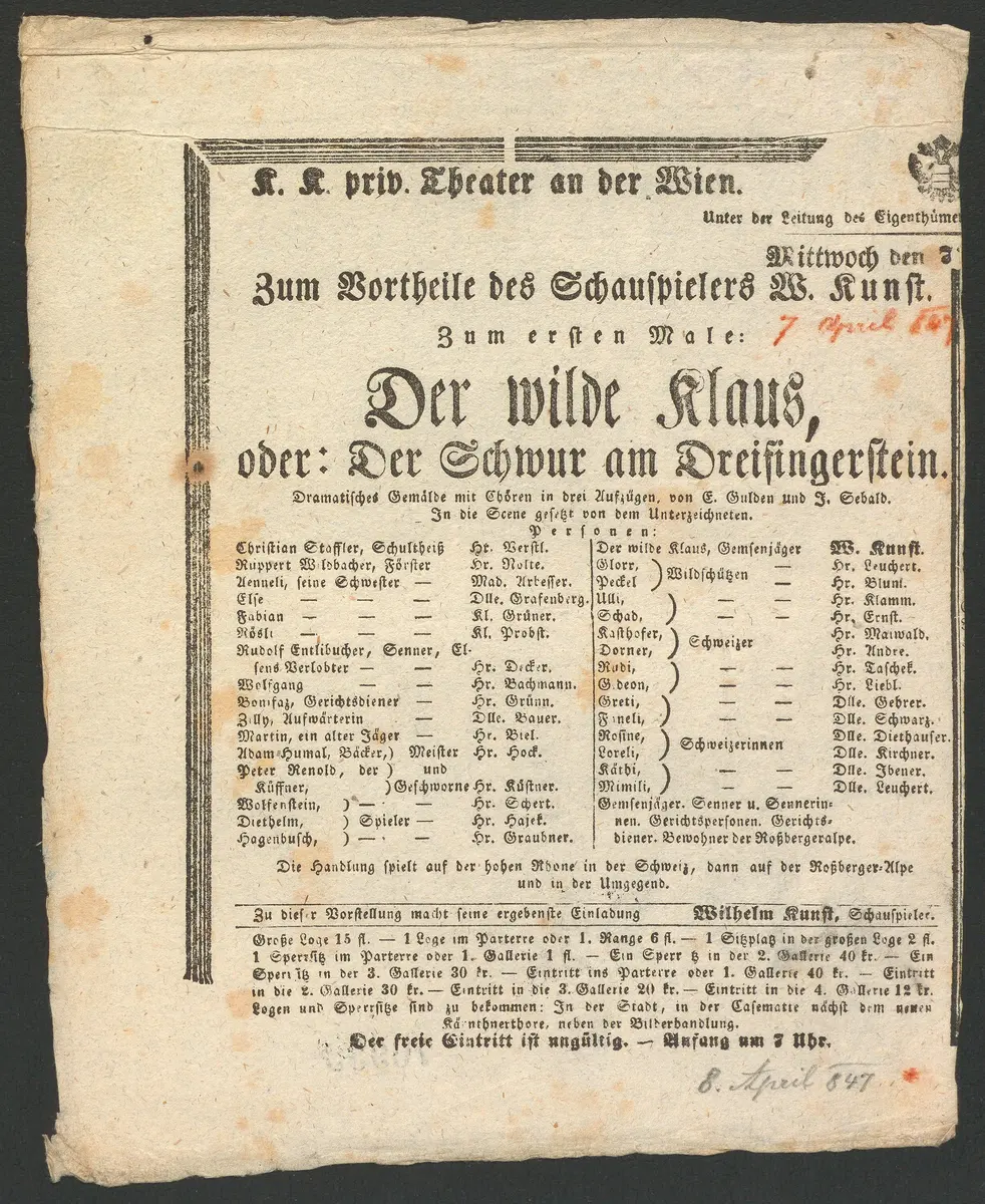 Der wilde Klaus, oder Der Schwur am Dreisingerstein