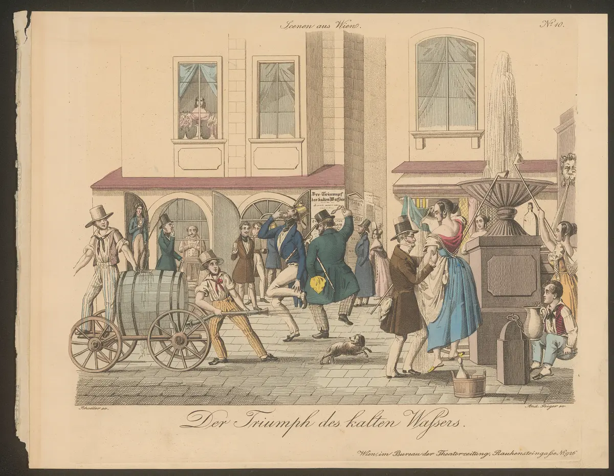 Der Triumph des kalten Wassers, Titel der Serie: Wiener Scene, Name der Zeitschrift: Wiener Theaterzeitung