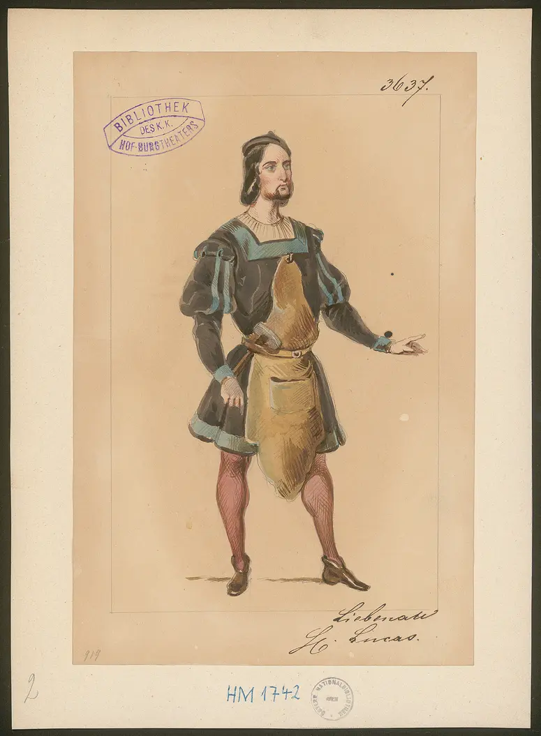 Liebhaber und Nebenbuhler in einer Person, oder Der Waffenschmied von Worms, Suchtitel: Liebhaber und Nebenbuhler in einer Person, Titel der Serie: Figurinen des k.k. Hof-Burgtheaters