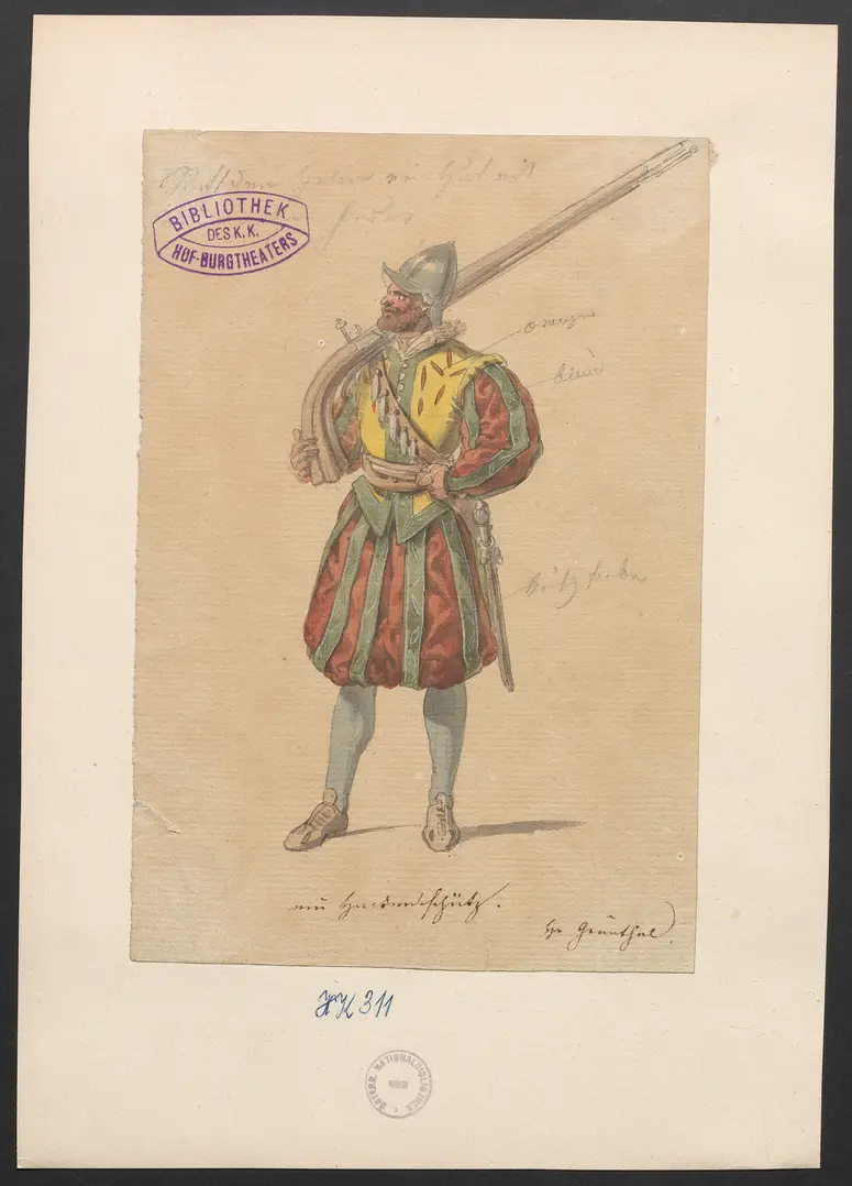 Petrus Apianus, oder Achtung der Wissenschaft, Titel der Serie: Figurinen des k.k. Hof-Burgtheaters