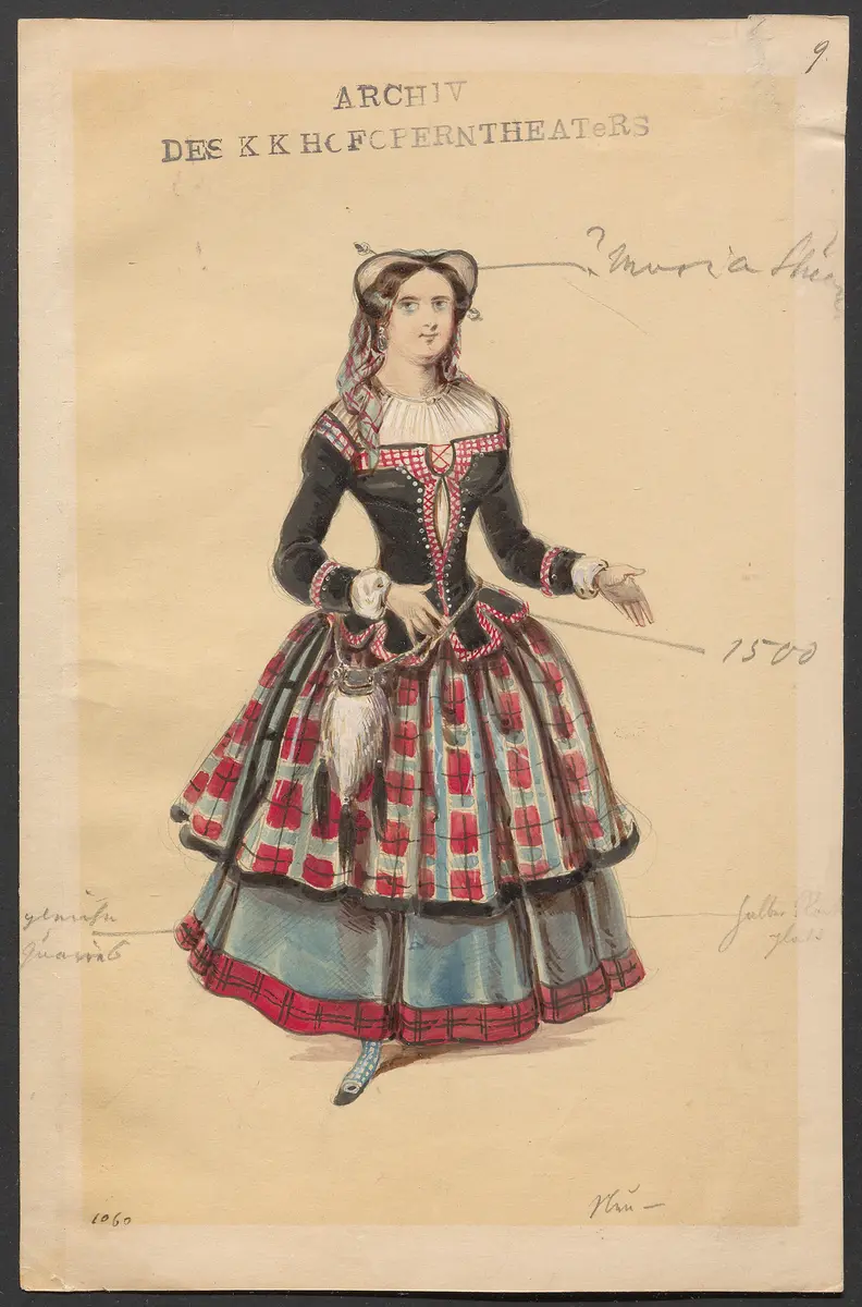 Die weiße Dame, Originaltitel: La dame blanche, Titel der Serie: Figurinen des k.k. Hofoperntheaters