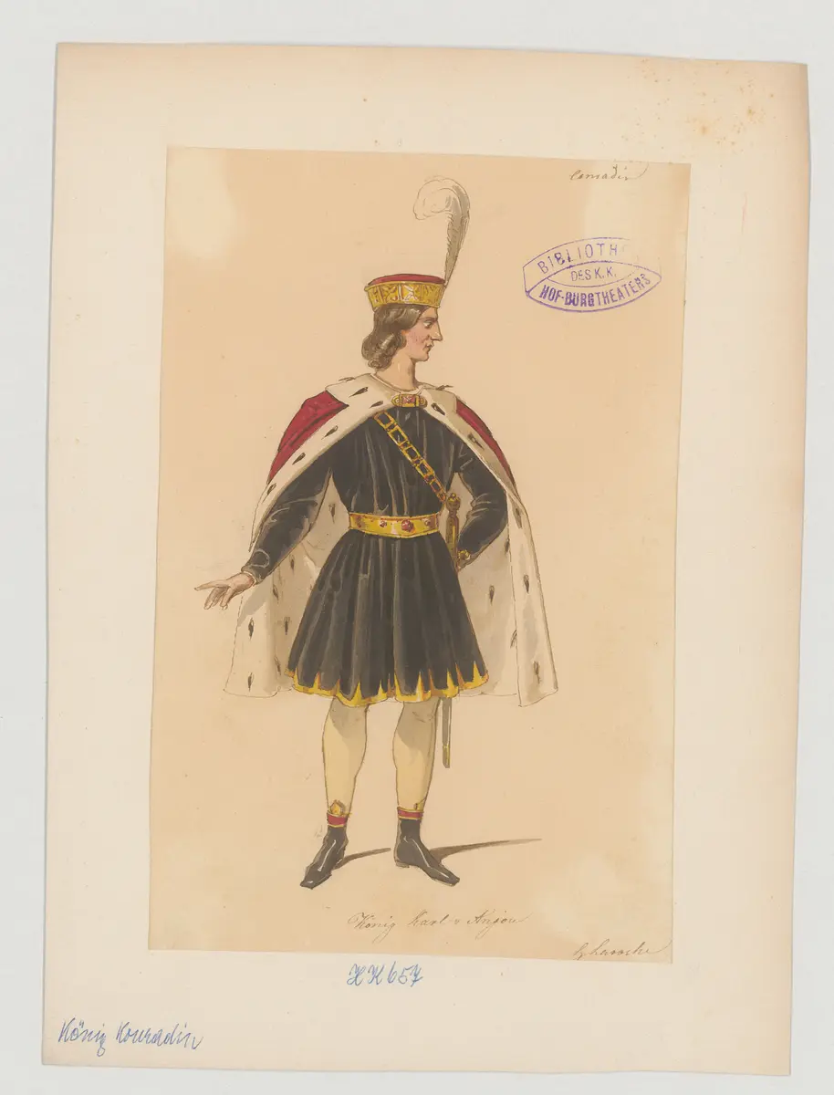 König Konradin, Titel der Serie: Figurinen des k.k. Hof-Burgtheaters