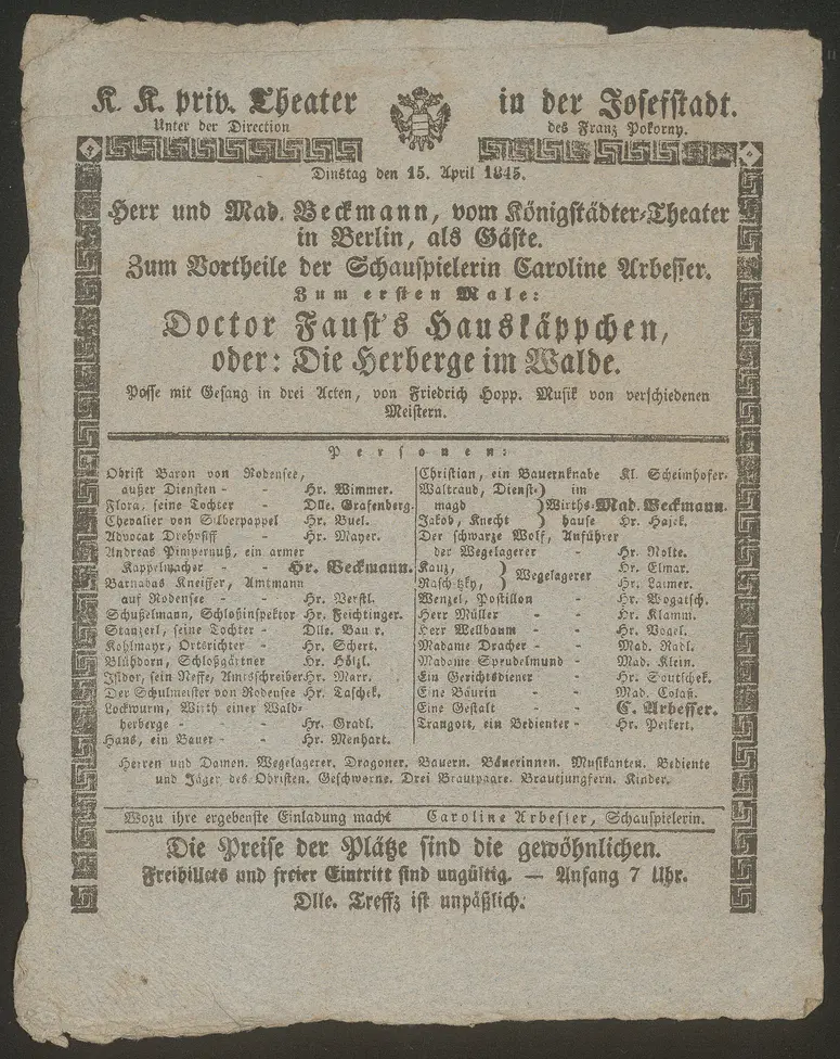 Doctor Faust's Hauskäppchen oder Die Herberge im Walde