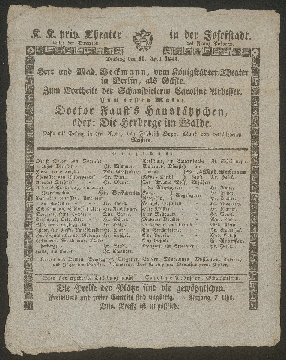 Doctor Faust's Hauskäppchen oder Die Herberge im Walde