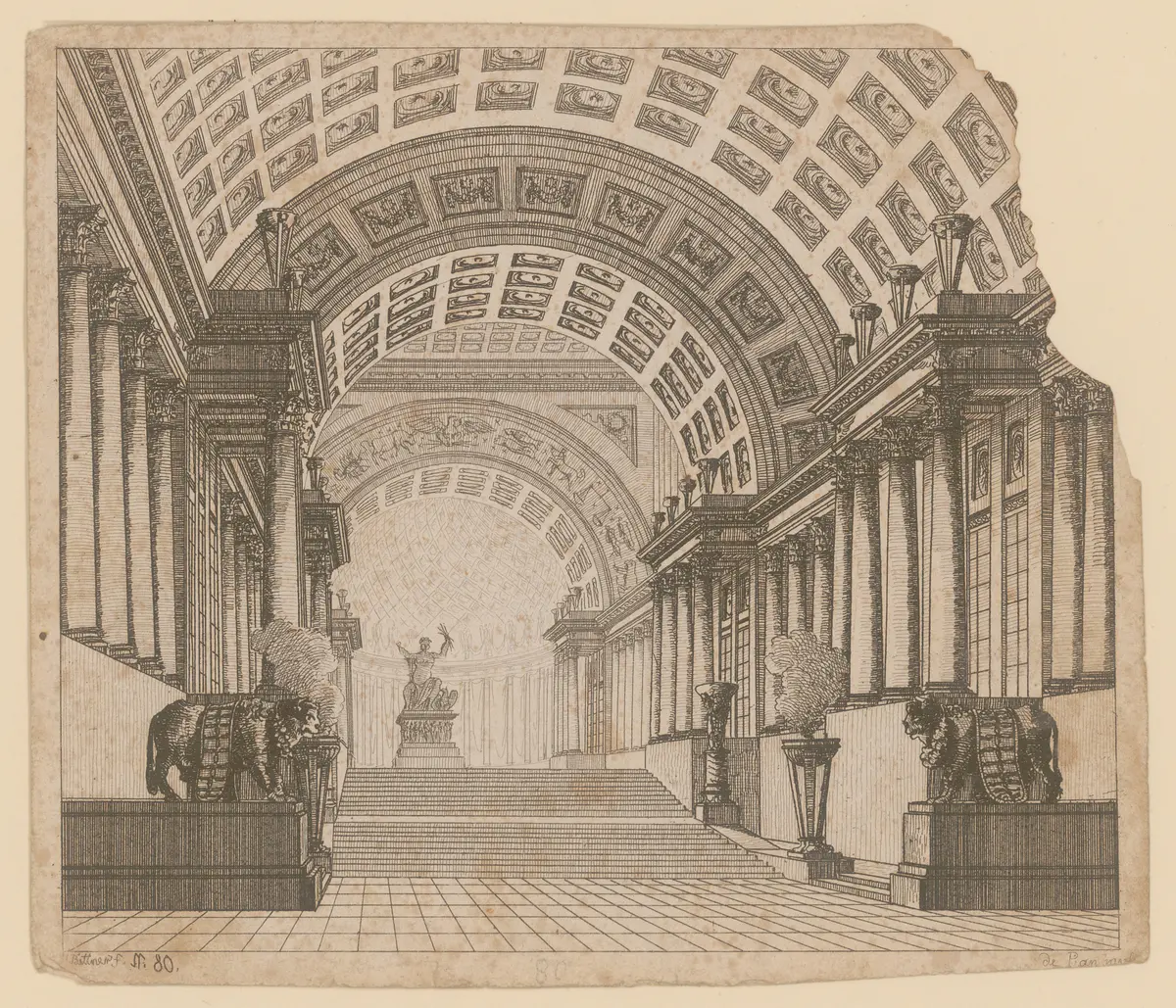 Jupiters Tempel, Titel der Serie: Theaterdecorationen nach den Original Skitzen des k.k. Hof Theater Mahlers Anton de Pian, gestochen und verlegt von Norbert Bittner.