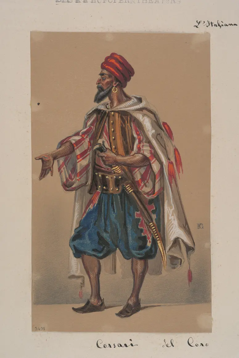 Die Italienerin in Algier, Originaltitel: L'italiana in Algeri, Titel der Serie: Figurinen des k.k. Hofoperntheaters