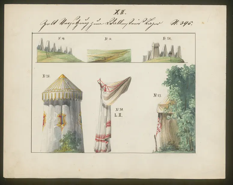 Wallensteins Lager, Titel der Serie: Dekorationsfundus der Hoftheater (Altbestand aus der ersten Hälfte des 19. Jh.)