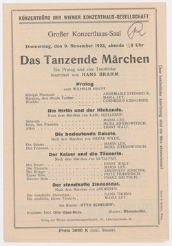 Das Tanzende Märchen, Verweis auf Stücktitel: Die Hirtin und der Hinkende, Verweis auf Stücktitel: Die bedeutende Rakete, Verweis auf Stücktitel: Der Kaiser und die Tänzerin, Verweis auf Stücktitel: Der standhafte Zinnsoldat