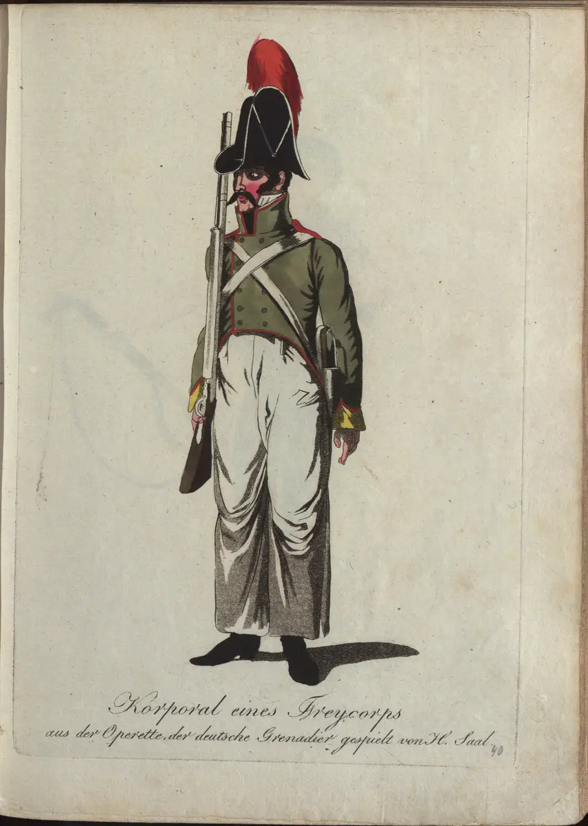 Der deutsche Grenadier, Titel der Serie: Auswahl schöner Costumes für Theater- und Ball-Anzüge