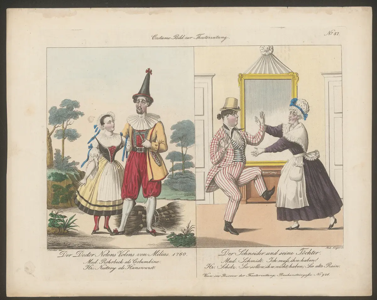 Doctor nolens volens / Der Schneider und seine Töchter, Titel der Serie: Costume-Bild, Name der Zeitschrift: Wiener Theaterzeitung