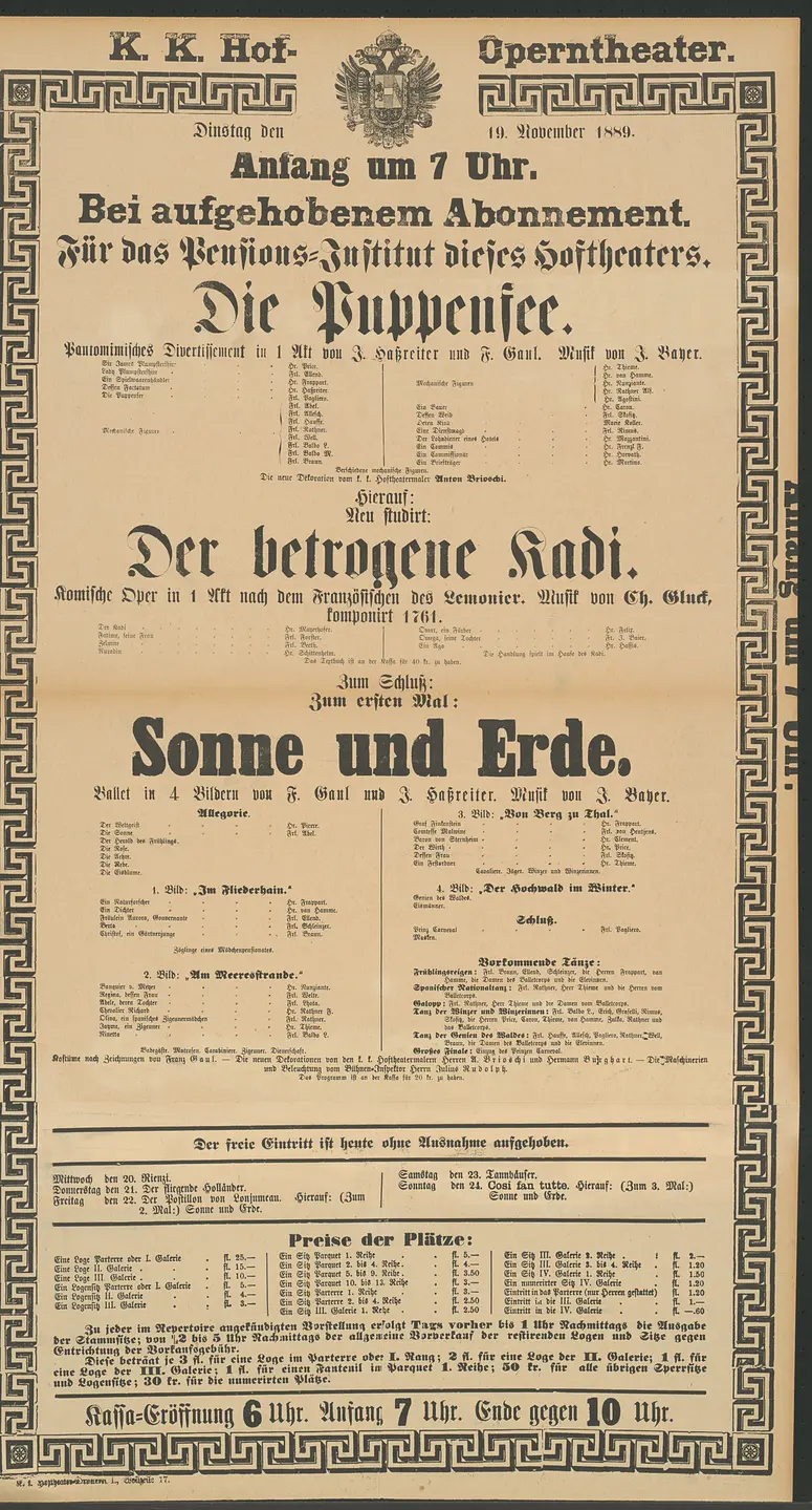 Die Puppenfee, Der betrogene Kadi, Sonne und Erde