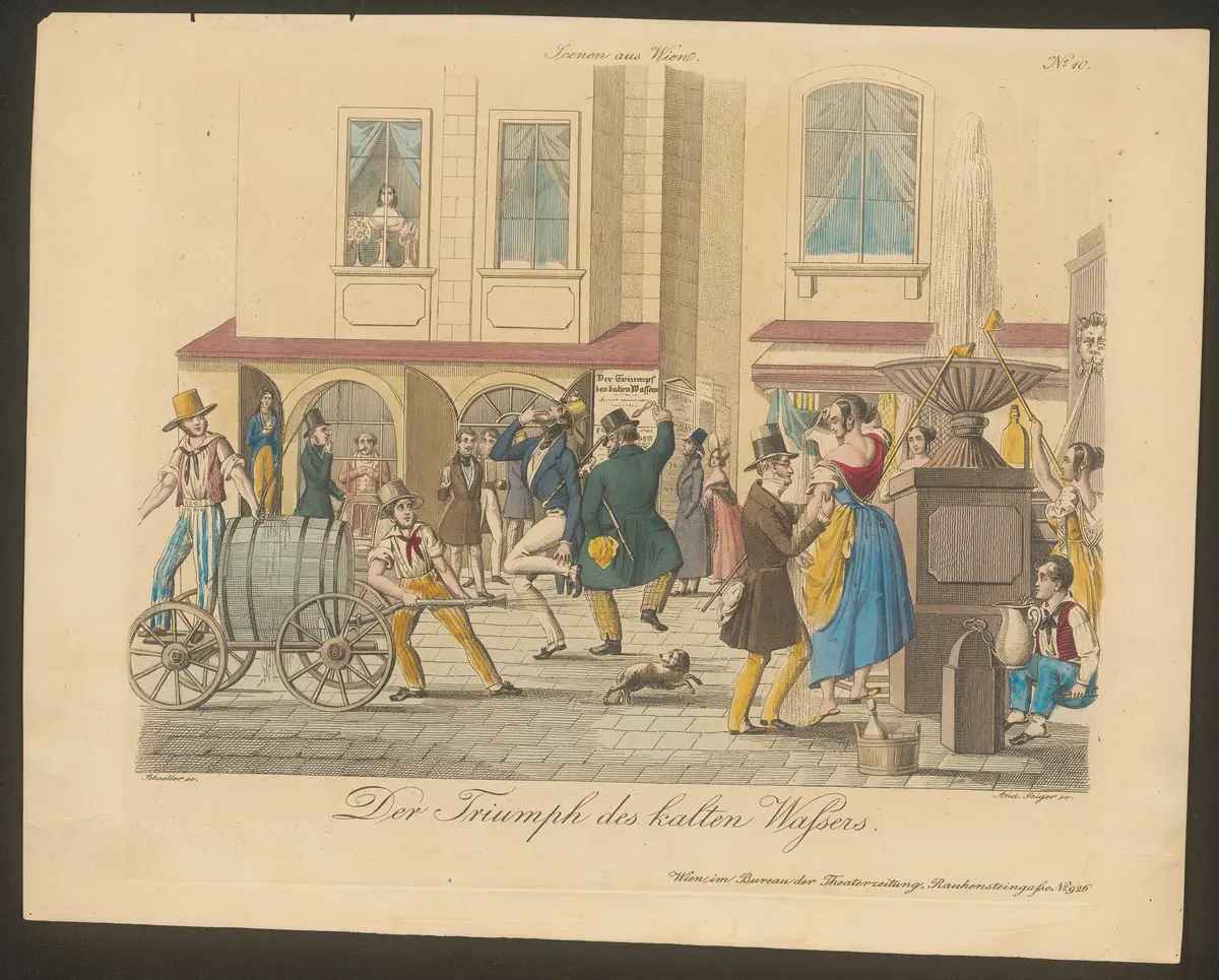Der Triumph des kalten Wassers, Titel der Serie: Wiener Scene, Name der Zeitschrift: Wiener Theaterzeitung