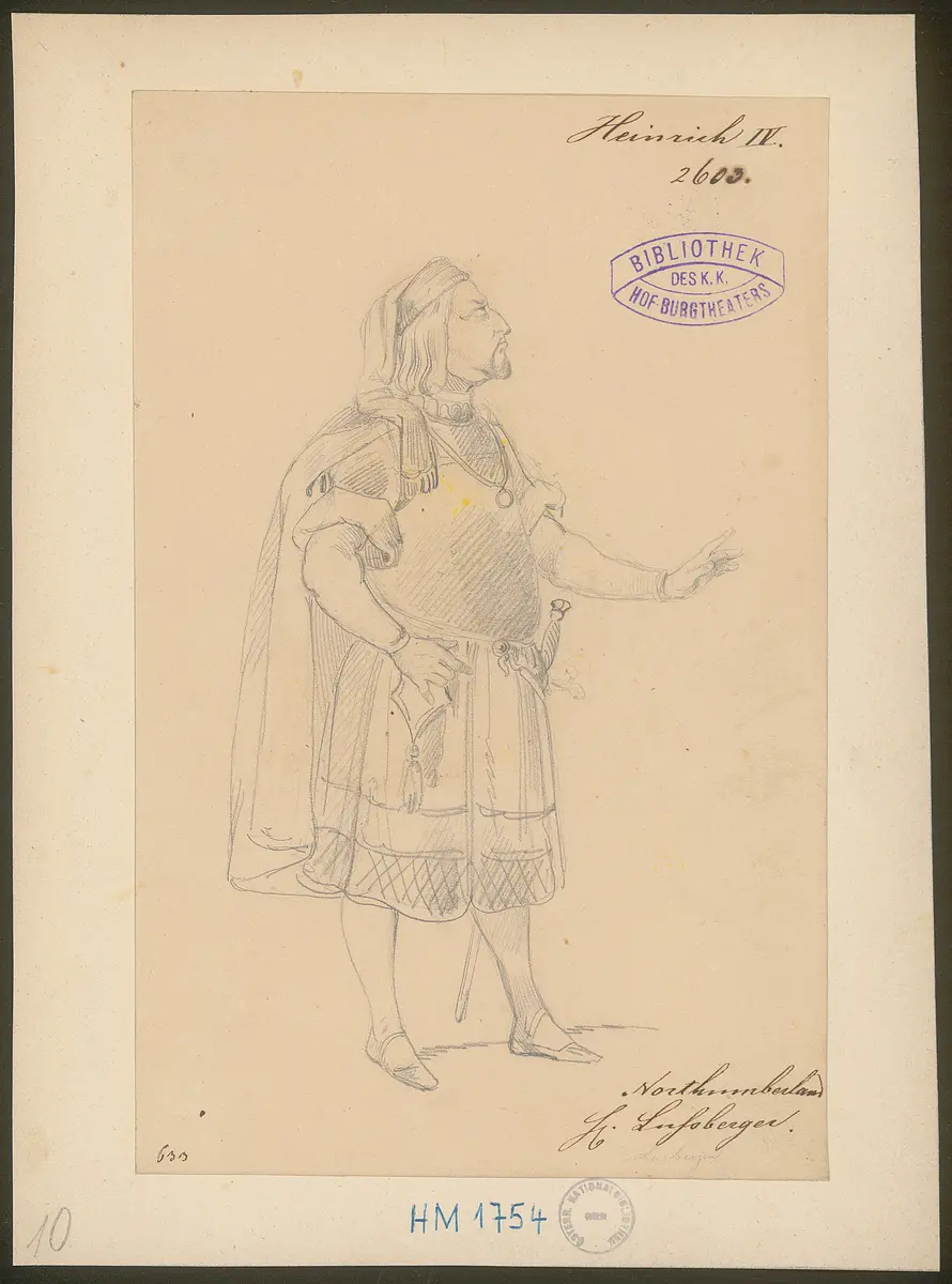 König Heinrich der Vierte, Suchtitel: Heinrich IV., Originaltitel: King Henry IV, Titel der Serie: Figurinen des k.k. Hof-Burgtheaters