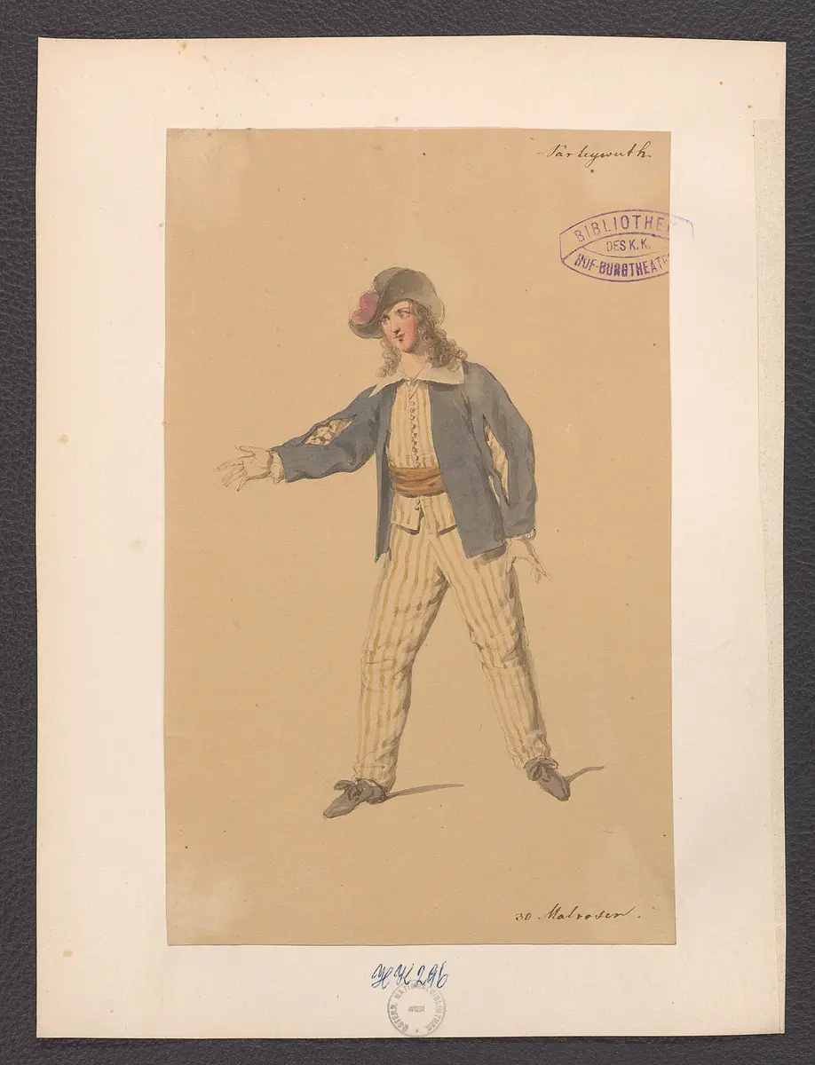 Parteiwut, oder Die Kraft des Glaubens, Titel der Serie: Figurinen des k.k. Hof-Burgtheaters