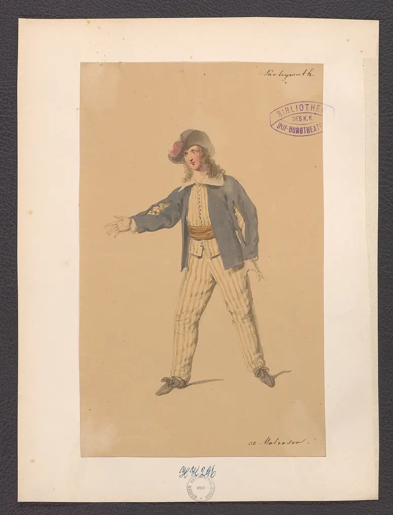 Parteiwut, oder Die Kraft des Glaubens, Titel der Serie: Figurinen des k.k. Hof-Burgtheaters