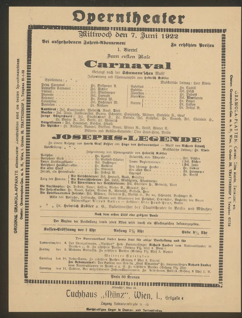 Carnaval, Josephs-Legende
