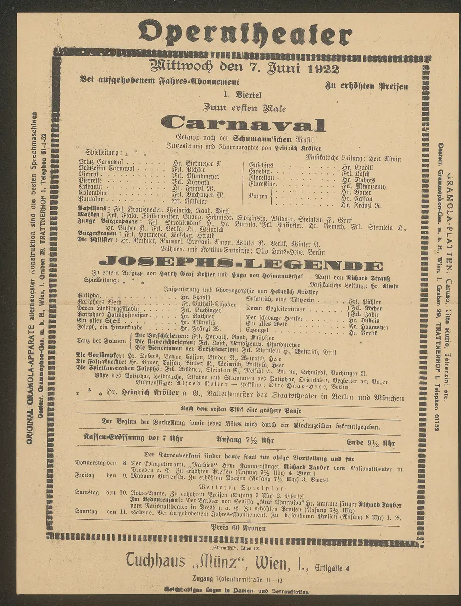 Carnaval, Josephs-Legende