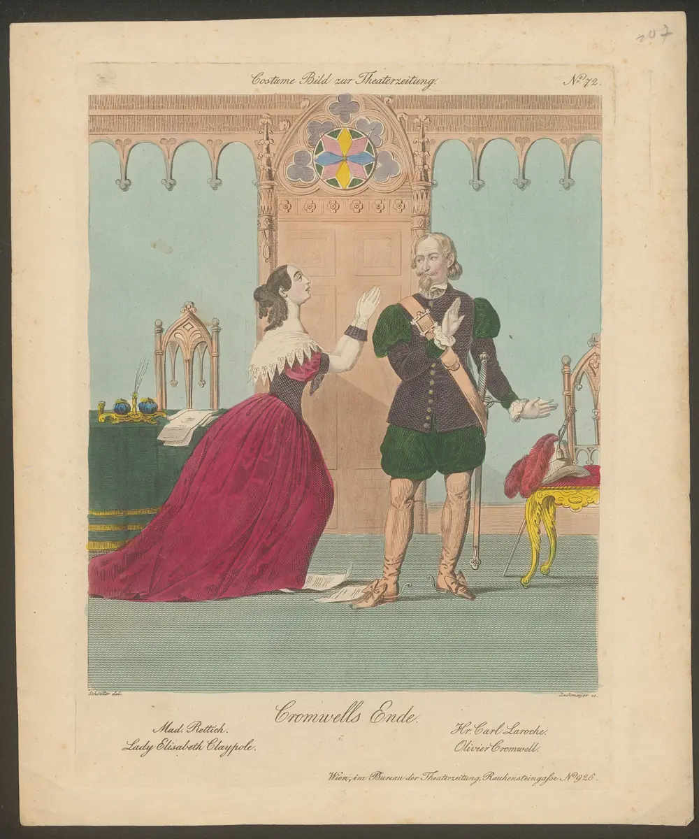 Cromwells Ende, Titel der Serie: Costume-Bild, Name der Zeitschrift: Wiener Theaterzeitung