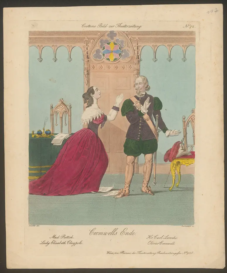 Cromwells Ende, Titel der Serie: Costume-Bild, Name der Zeitschrift: Wiener Theaterzeitung