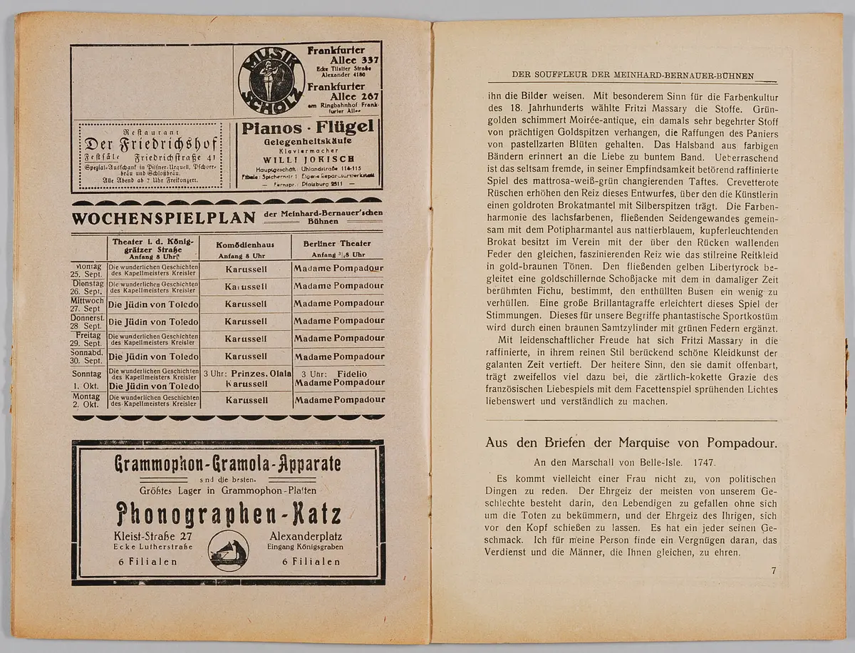 Madame Pompadour, Name der Zeitschrift: Der Souffleur der Meinhard-Bernauer-Bühnen