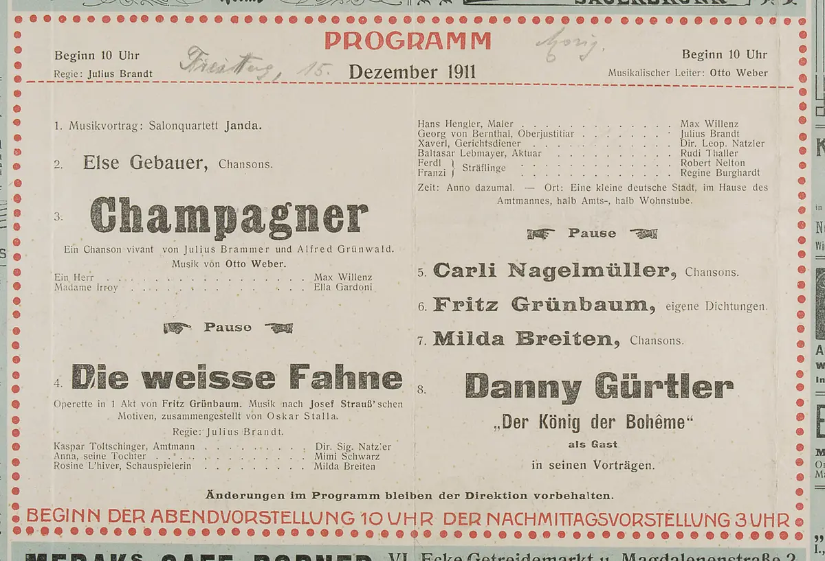 Theater und Kabarett Hölle, Champagner, Die weiße Fahne