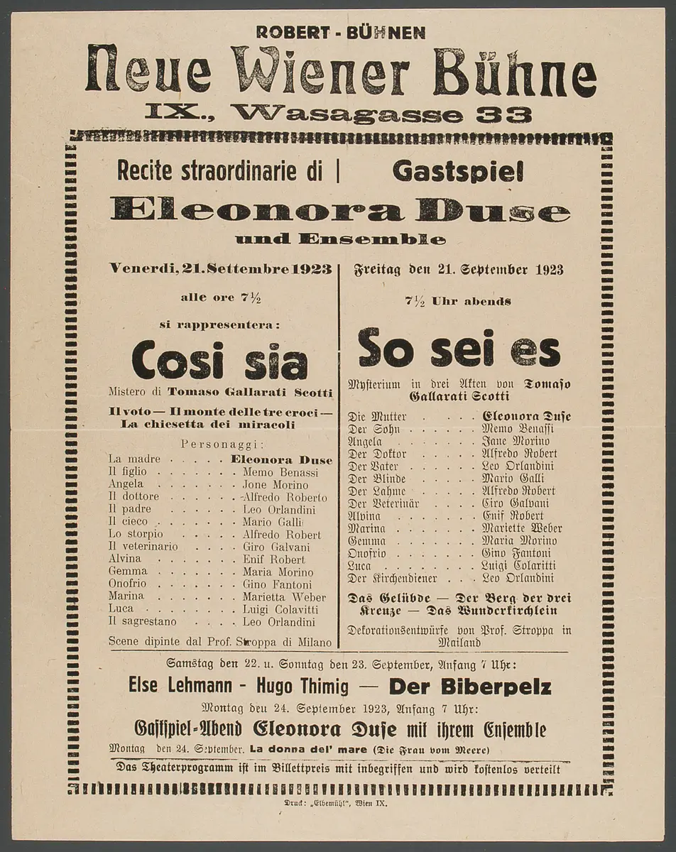 So sei es, Titel in Vorlageform: Cosi sia