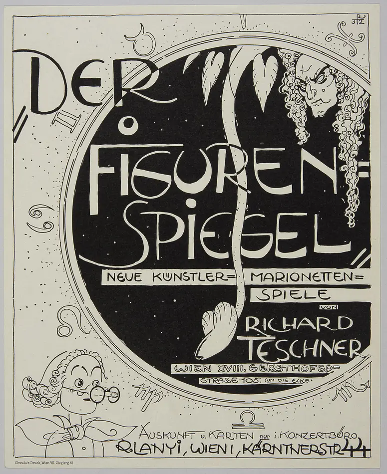 Der Figurenspiegel, Titel in Vorlageform: Der Figurenspiegel. Neue Künstler-Marionetten-Spiele von Richard Teschner