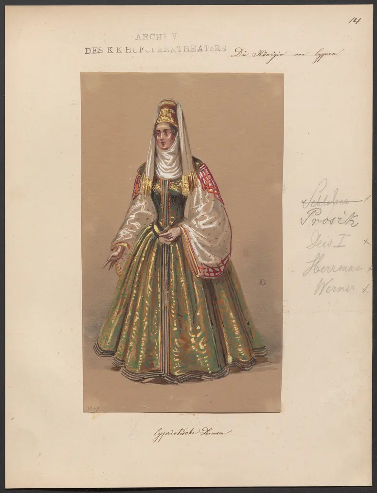 Die Königin von Cypern, Originaltitel: La reine de Chypre, Titel der Serie: Figurinen des k.k. Hofoperntheaters