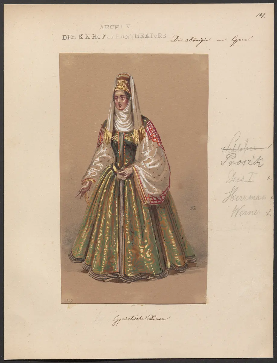 Die Königin von Cypern, Originaltitel: La reine de Chypre, Titel der Serie: Figurinen des k.k. Hofoperntheaters