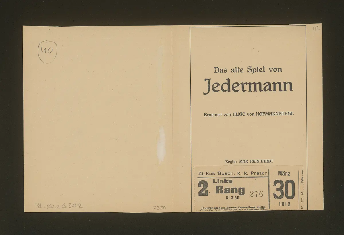 Jedermann, Titel in Vorlageform: Das alte Spiel vom Jedermann