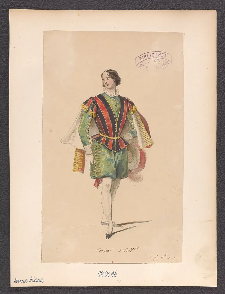 Donna Diana, oder Stolz und Liebe, Suchtitel: Donna Diana, Originaltitel: El desdén con el desdén, Titel der Serie: Figurinen des k.k. Hof-Burgtheaters