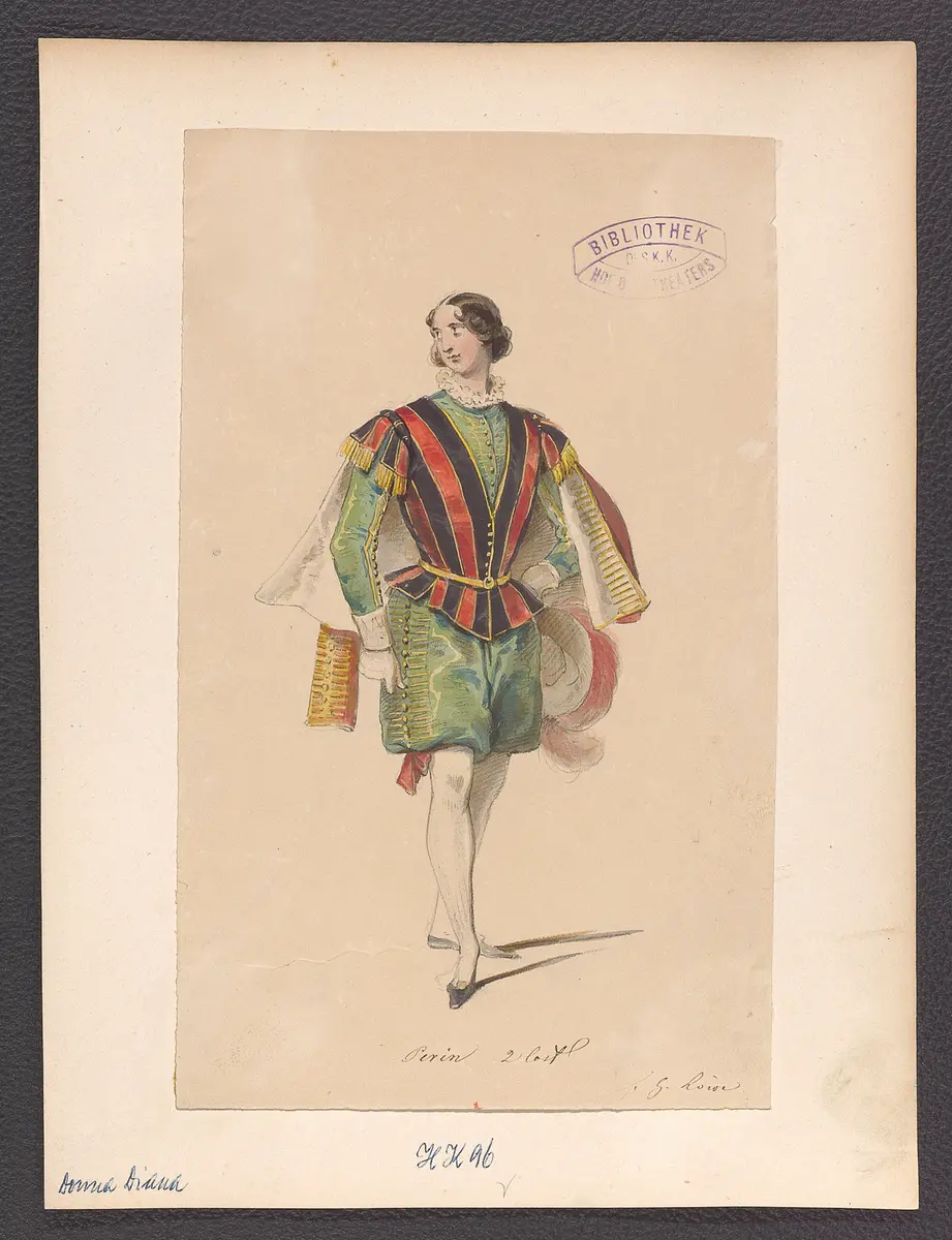 Donna Diana, oder Stolz und Liebe, Suchtitel: Donna Diana, Originaltitel: El desdén con el desdén, Titel der Serie: Figurinen des k.k. Hof-Burgtheaters