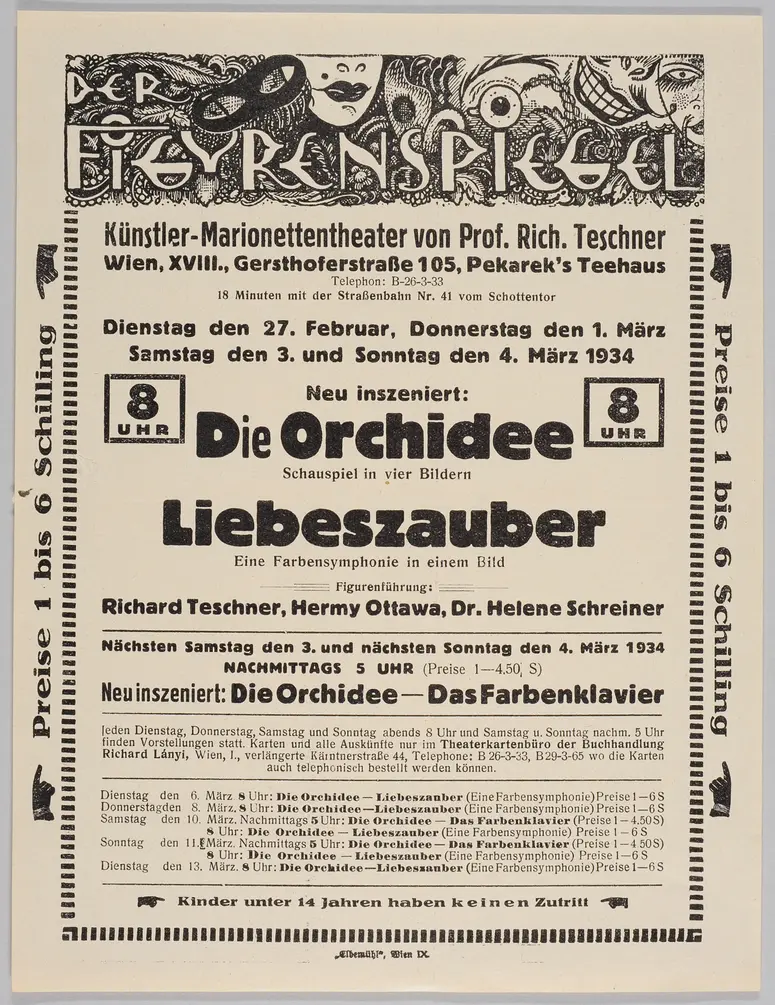 Der Figurenspiegel, Verweis auf Stücktitel: Die Orchidee, Verweis auf Stücktitel: Liebeszauber, Verweis auf Stücktitel: Das Farbenklavier