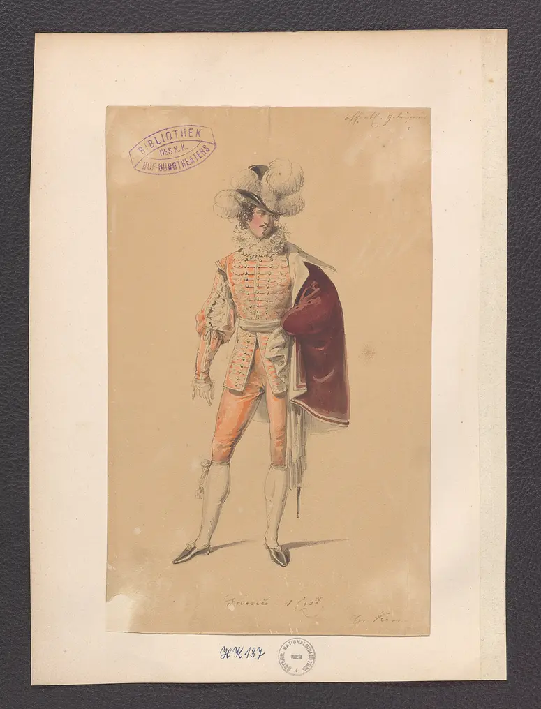 Das öffentliche Geheimnis, Alternativtitel: Das laute Geheimnis, Originaltitel: El secreto a voces, Titel der Serie: Figurinen des k.k. Hof-Burgtheaters