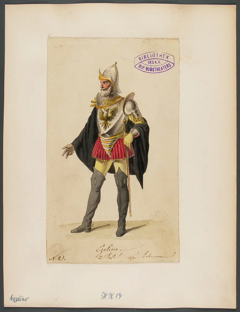 Ezzelino, Tyrann von Padua, Originaltitel: Ezzelino, Tyran til Padua, Titel der Serie: Figurinen des k.k. Hof-Burgtheaters