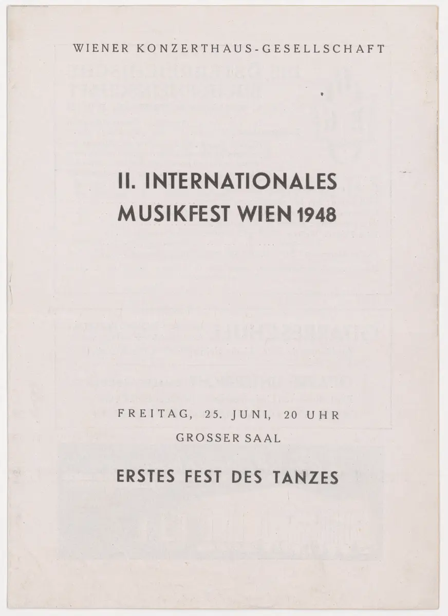 Erstes Fest des Tanzes, Weiterer Titel: Zweites Internationales Musikfest Wien 1948