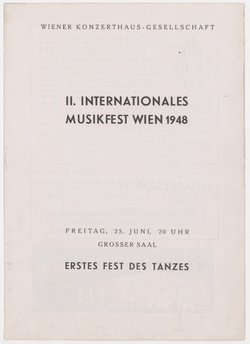 Erstes Fest des Tanzes, Weiterer Titel: Zweites Internationales Musikfest Wien 1948