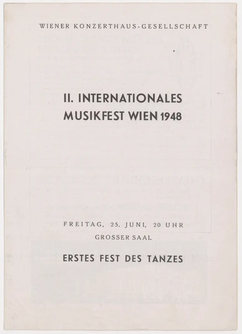 Erstes Fest des Tanzes, Weiterer Titel: Zweites Internationales Musikfest Wien 1948