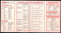 Salzburger Festspiele 1943, Verweis auf Stücktitel: Die Zauberflöte, Verweis auf Stücktitel: Arabella, Verweis auf Stücktitel: Iphigenie auf Tauris, Verweis auf Stücktitel: Der Meineidbauer, Verweis auf Stücktitel: Der G'wissenswurm