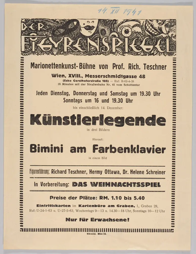 Der Figurenspiegel, Verweis auf Stücktitel: Künstlerlegende, Verweis auf Stücktitel: Das Farbenklavier