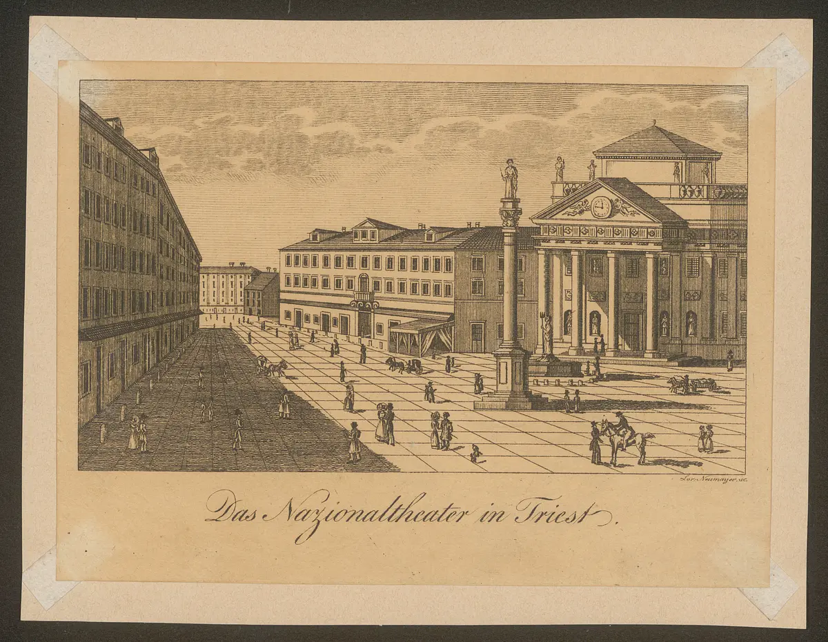 Triest, Börseplatz, Titel in Vorlageform: Das Nazionaltheater in Triest