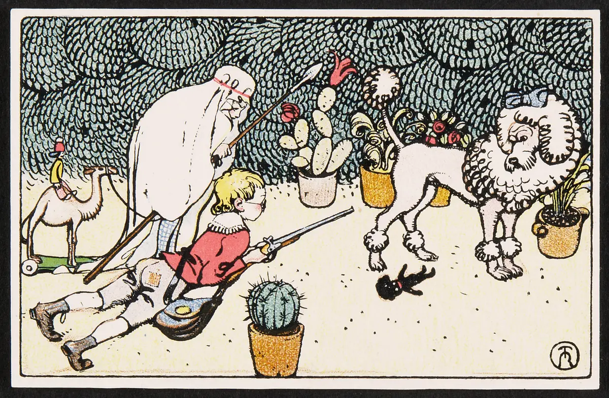 Löwenjagd (Kinderträume), Alternativtitel: Kinderkarte für die Wiener Werkstätte