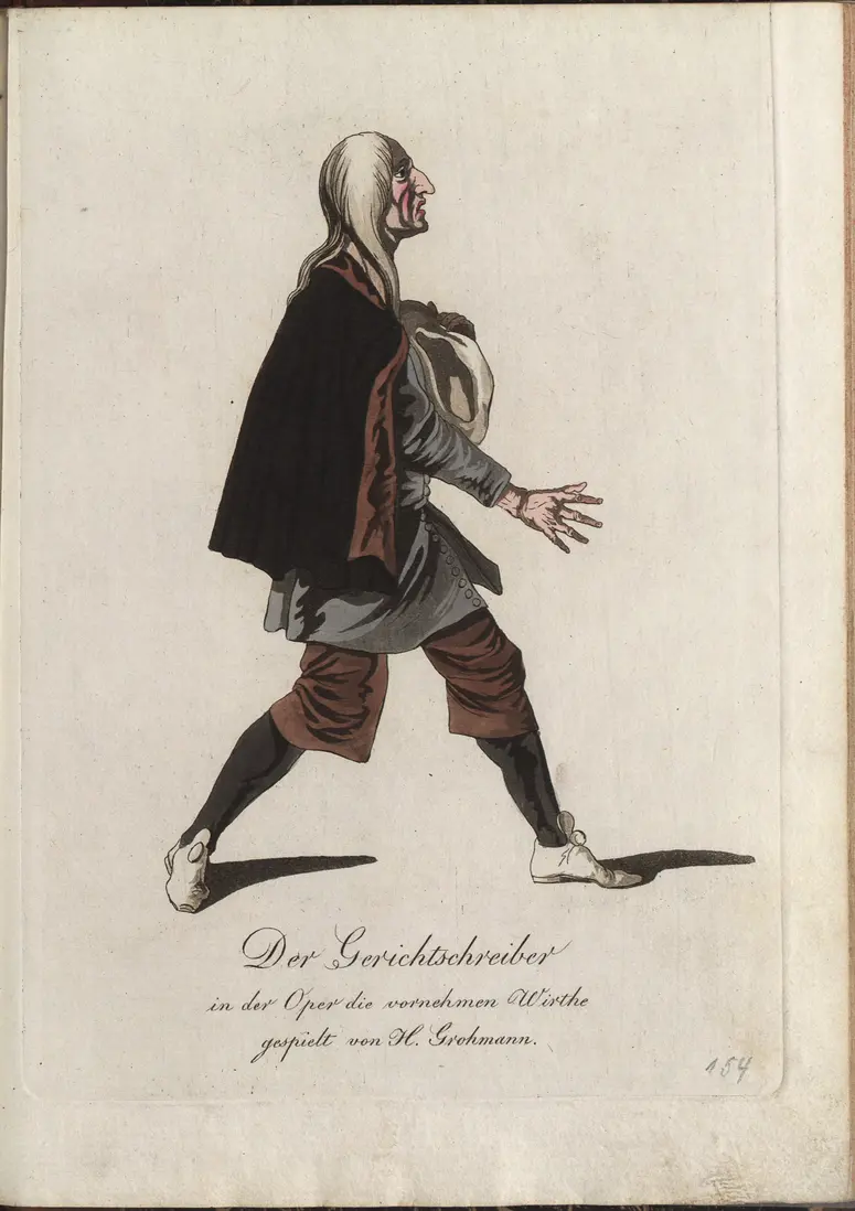 Die vornehmen Wirte, Titel in Vorlageform: Die vornehmen Wirthe, Titel der Serie: Auswahl schöner Costumes für Theater- und Ball-Anzüge