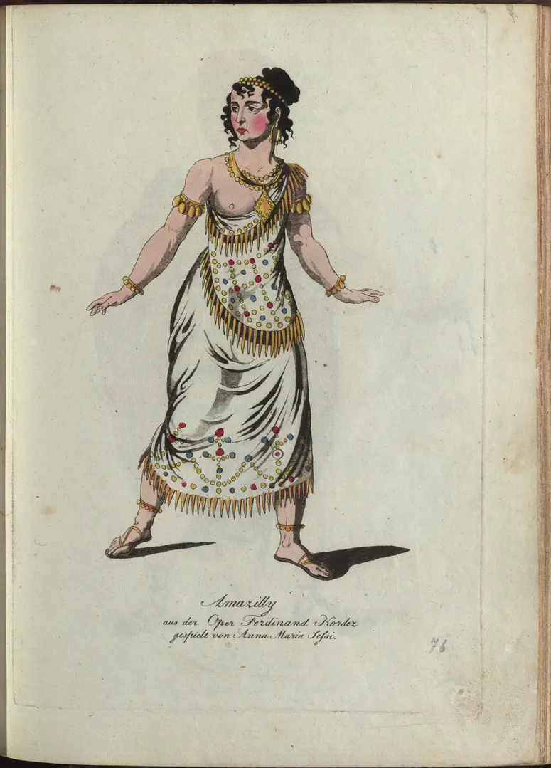Ferdinand Cortez, oder Die Eroberung von Mexiko, Titel in Vorlageform: Ferdinand Kordez, Titel der Serie: Auswahl schöner Costumes für Theater- und Ball-Anzüge