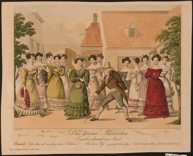 Das grüne Männchen, Titel der Serie: Gallerie drolliger Scenen, Name der Zeitschrift: Wiener Theaterzeitung